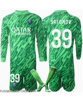 Günstige Paris Saint-Germain Matvei Safonov #39 Torwart Heimtrikotsatz Kinder 2024-25 Langarm (+ Kurze Hosen)